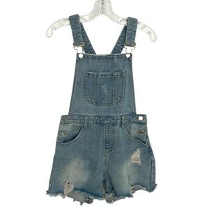 Daisy Duke style distressed denim overall shorts size small